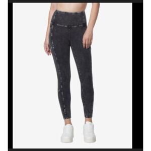 Andrew Marc Sport High Rise Black Mineral Washed Leggings sz L